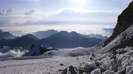 Huayna Potosy Peak Summit Cordillera Real Andes Boliviaの写真素材