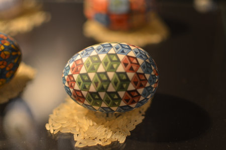 Graphic Art Ester egg painting colorfull geometric litographie handmadeの写真素材