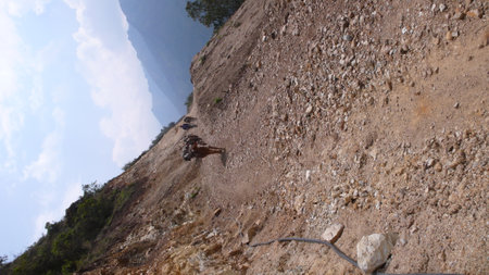 Horse Trail Mountains Peru South America Dustyの写真素材