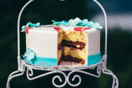 Cake celebration marriage wedding delicious food ceremonyの写真素材