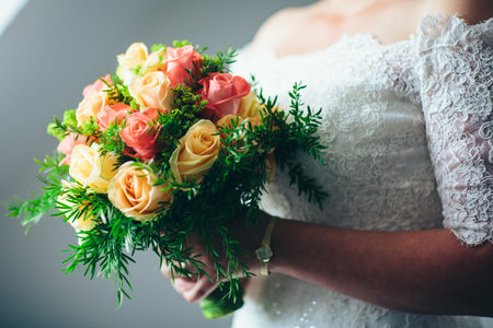 Beautiful bouquet bride married bridal elegance loveの写真素材