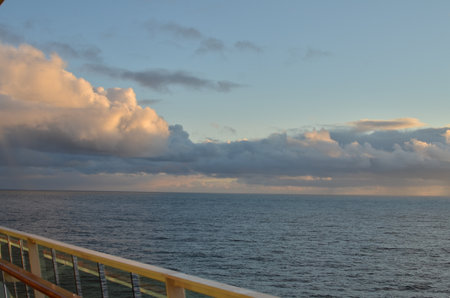 cruise ship view on ocean empty sunset sunriseの写真素材
