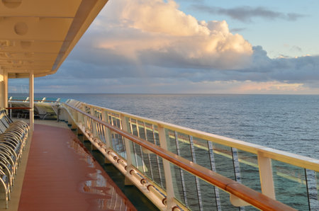 cruise ship view on ocean empty sunset sunriseの写真素材