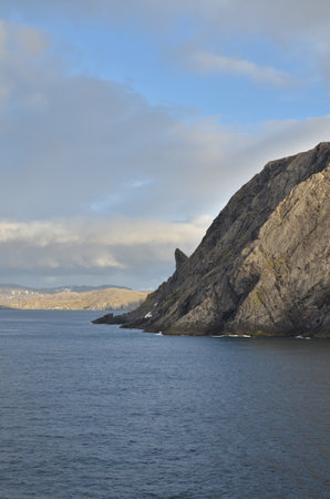 Norwegian Coast Granit clouded Day polar circleの写真素材