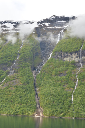 geirangerfjord norway beautyful scenery Mountains Ocean greenの写真素材