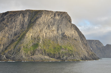 Norwegian Coast Granit clouded Day polar circleの写真素材