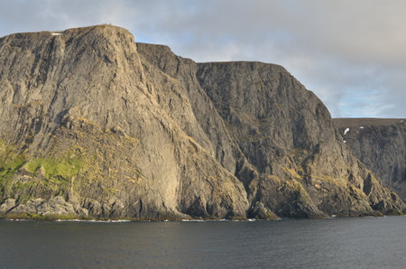 Norwegian Coast Granit clouded Day polar circleの写真素材