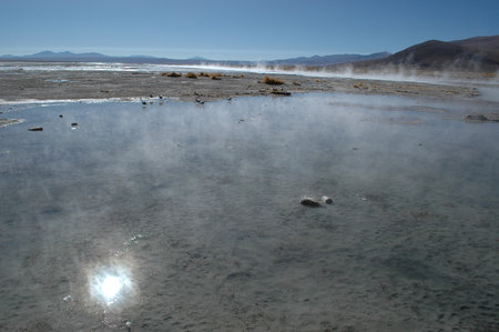 Geothermal Geyser atacama volcano hot steam waterの写真素材