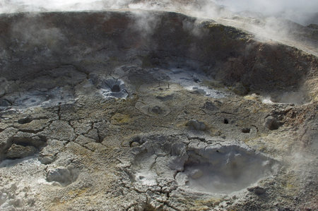 Geothermal Geyser atacama volcano hot steam waterの写真素材