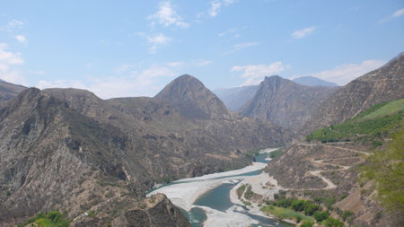 Andes Mountain Valley peru bolivia nature viewの写真素材