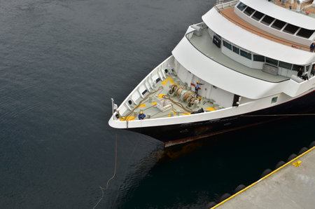 cruseship in norwegian harbour pier scandinavia seaの写真素材