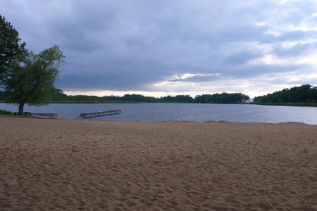 masuria lakes Poland cloudy evening summer scenicの写真素材