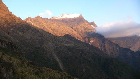 Andes Mountains and Valleys Clouds View trekkingの写真素材