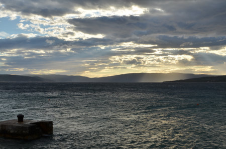 KrK Windi sea ocean spray Croatia mediteranian Wetherの写真素材