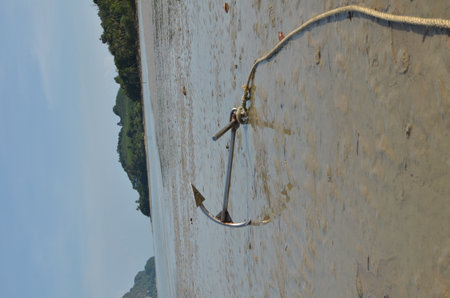Anker in Sand Koh yao Noi Island Thailand Beach Longtail Boatの写真素材