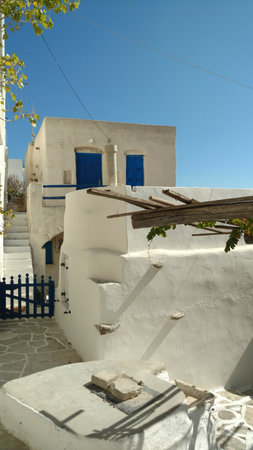 small village Paros Greece mediteranean island aegean blue whiteの写真素材