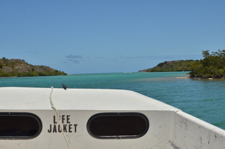 Boat View Barbados coast beaches and rocks beautiful caribbean lagoonの写真素材