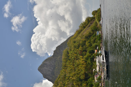 The pitons St. Lucia Caribbean Island Mountain Blue Sky Clouds