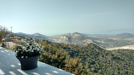 Balkony Fiew Paros Greece mediteranean island aegeanの写真素材