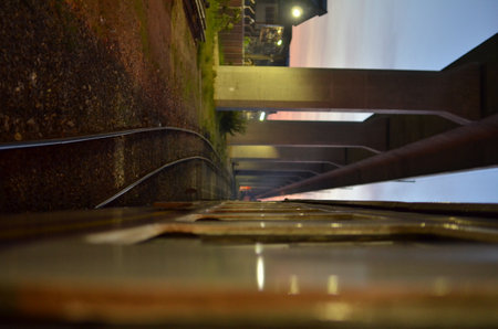 Train Tracks out of Bangkock under Bridge Sunrise