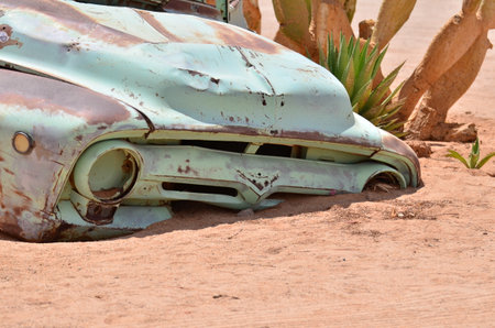 Old Cars in Desert of Solitaire Namibia Africa