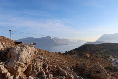 Panorama of kalymnos Greek island Mediterraneanの写真素材