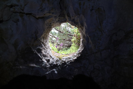 caves from World War one in the dolomite Alpsの写真素材