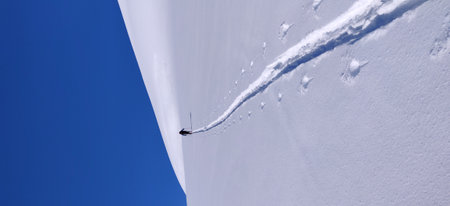 Skiing slopes ski top touring ascent off free tourの写真素材