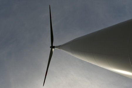 Wind energy plant in German forest detail. High quality photo