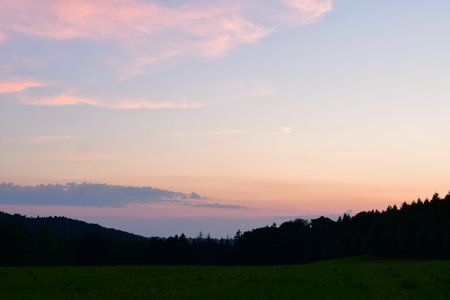 Sunset in Mountains with Forest Saxon Swizerland background. High quality photoの写真素材