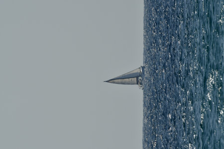 Sailing boat at sea blue white greece europe. High quality photoの写真素材