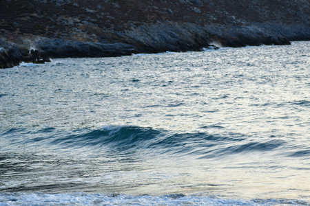 Small waves at Greek island Kalymnos at sunset. High quality photo