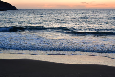 Sunset at beach in Kalymnos Greece Europe blue hour. High quality photoの写真素材