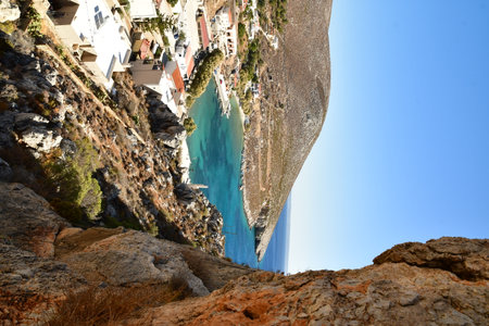 Vlichadia Bay from climbing rock above Kalymnos Greece. High quality photo