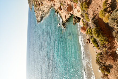 Bay with lonely beach on Kalymnos Island Greece. High quality photoの写真素材