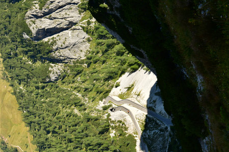 serpentine alpine road in the Dolomites Italy. High quality photoの写真素材