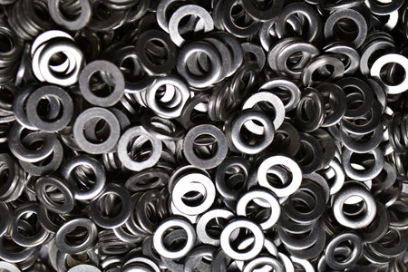 shims washers background metal hardware colorfull shiny. High quality photoの写真素材