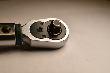 metal wrench tool background detail steel hardware. High quality photo