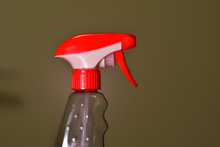 Pump Spray nozel Red Spraying detail macro. High quality photoの写真素材