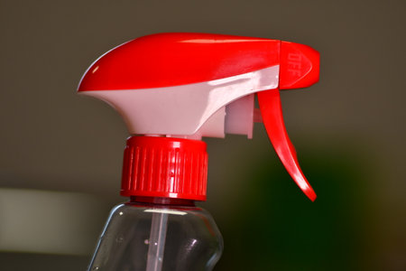 Pump Spray nozel Red Spraying detail macro. High quality photoの写真素材
