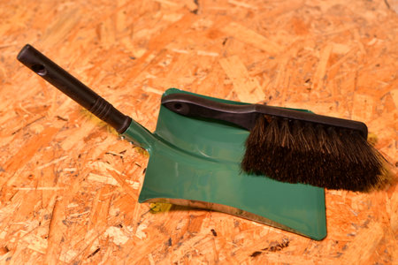 Hand Broom Black design cleanup dustpan housework. High quality photoの写真素材