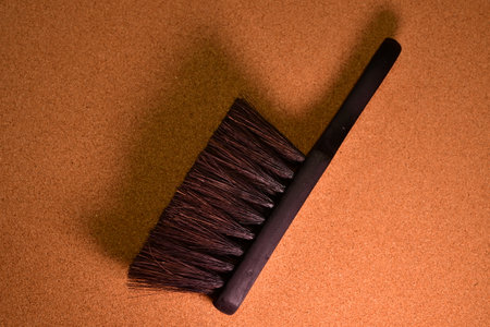 Hand Broom Black design cleanup dustpan housework. High quality photoの写真素材