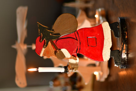 Nikolaus Santa claus figure with candle burning antique. High quality photoの写真素材