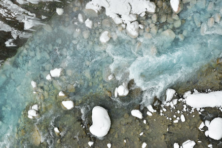Shirahige Waterfall Winter Biei River Hokkaido Japan. High quality photoの写真素材
