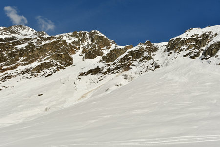 Moving Avalanche in wet snow Swiss Alps near Andermatt. High quality photo