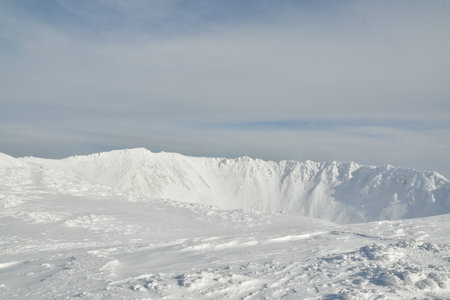 Mt Yotei Vulcano Crater in winter Hokkaido Japan ski touring. High quality photo