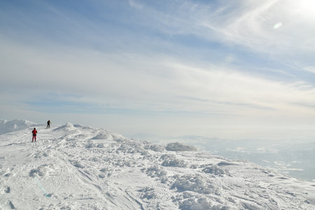 Mt Yotei Ski touring top vulcano winter snow ice. High quality photo