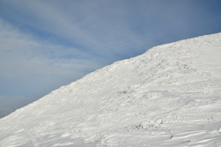 Mt Yotei Vulcano panoramic views winter ascent ski touring Hokkaido Japan. High quality photo