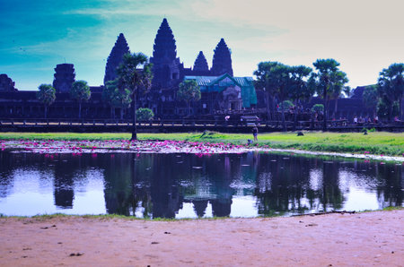 Angkor Wat Temple Cambodia ancient world heritage unsesco. High quality photo