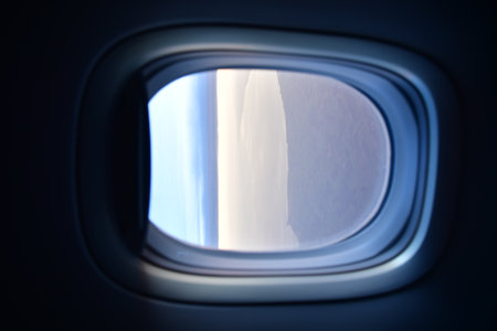 Jet window view travel Sky above bright. High quality photo